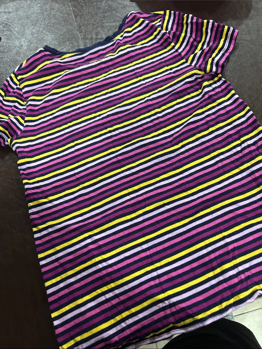 GAP Navy, Pink & Yellow Striped Crew Tee